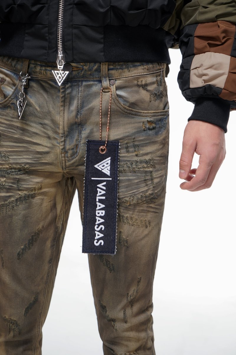 Wired Stacked Dirty Yellow Vintage Jeans - Valabasas