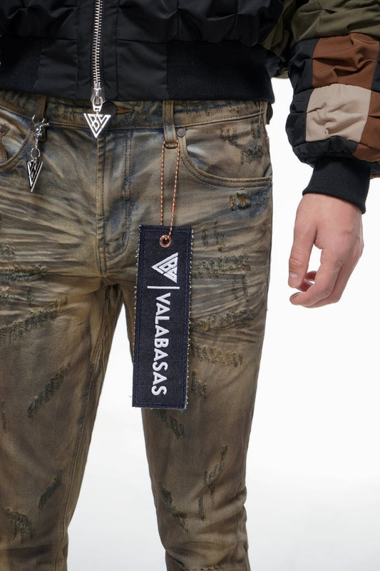 Wired Stacked Dirty Yellow Vintage Jeans - Valabasas