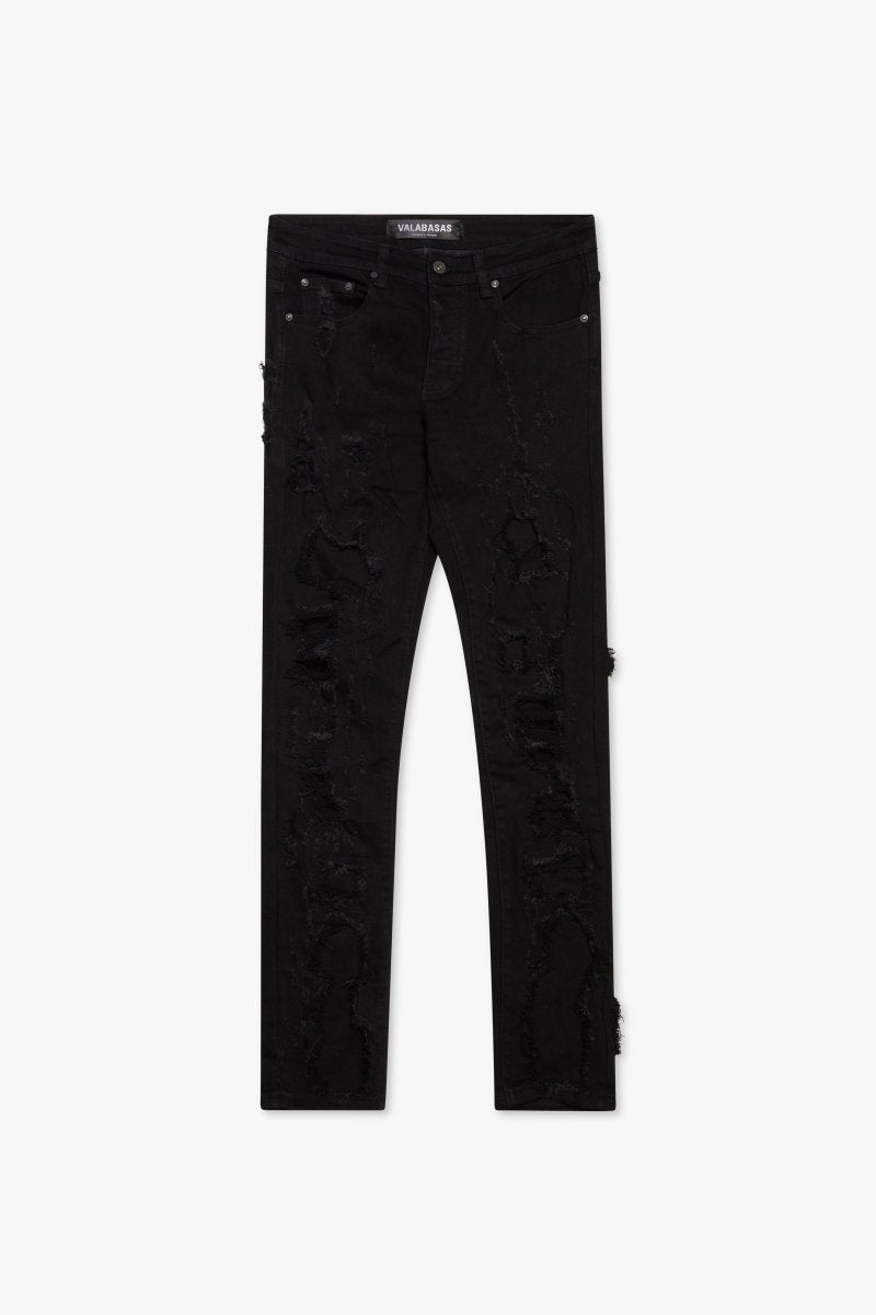 “WORN FROST" SKINNY JEANS JET BLACK - Valabasas