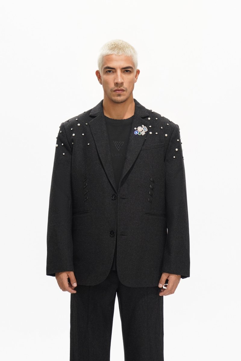 Woven Suit Jacket Black - Valabasas