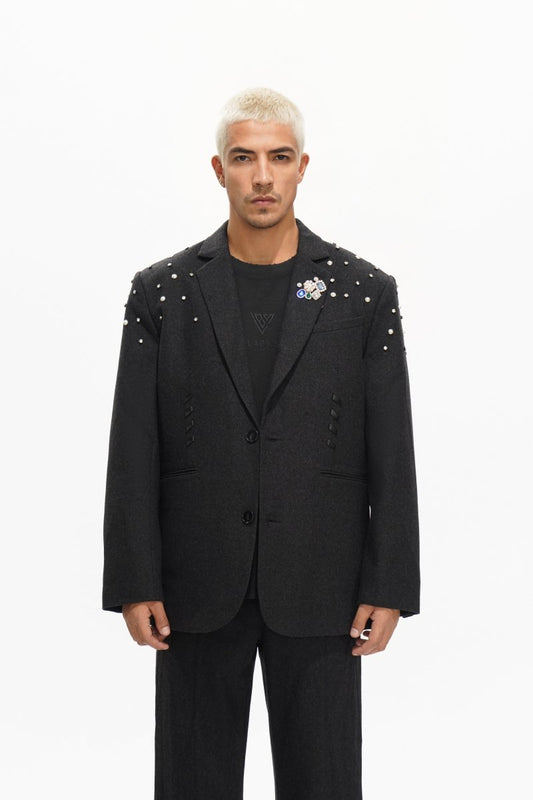 Woven Suit Jacket Black - Valabasas