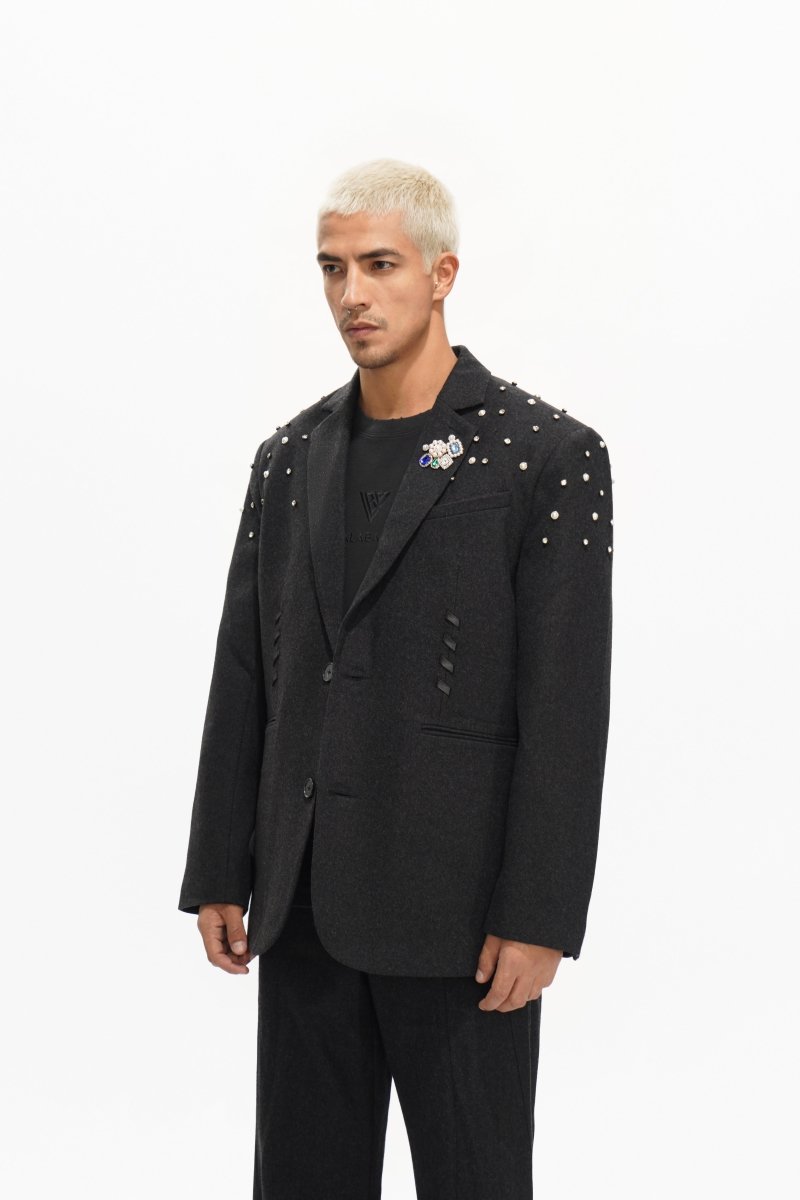 Woven Suit Jacket Black - Valabasas