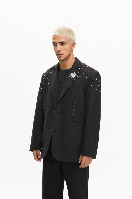 Woven Suit Jacket Black - Valabasas