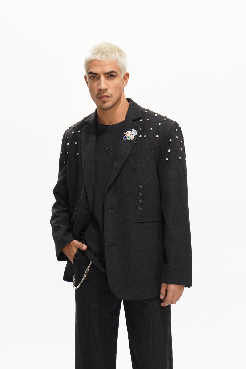 Woven Suit Jacket Black - Valabasas