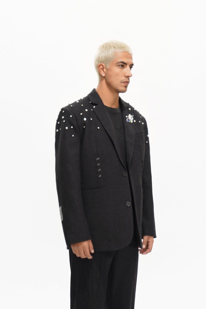 Woven Suit Jacket Black - Valabasas