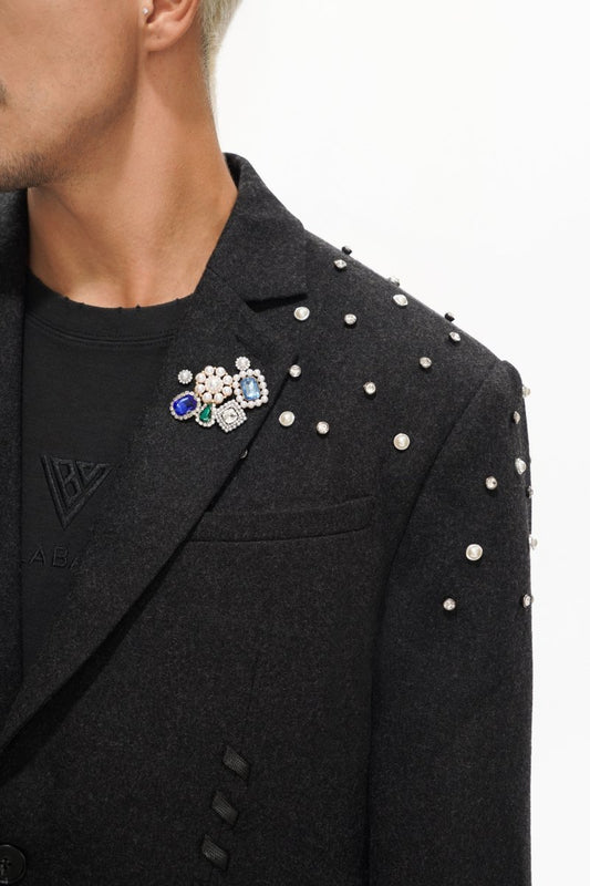 Woven Suit Jacket Black - Valabasas