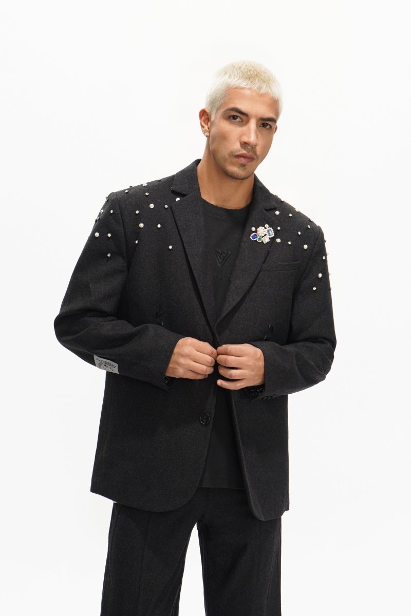 Woven Suit Jacket Black - Valabasas