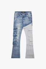 "YIN YANG"  BLACK STACKED FLARE JEAN