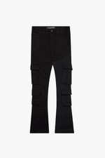 "YIN YANG"  BLACK STACKED FLARE JEAN