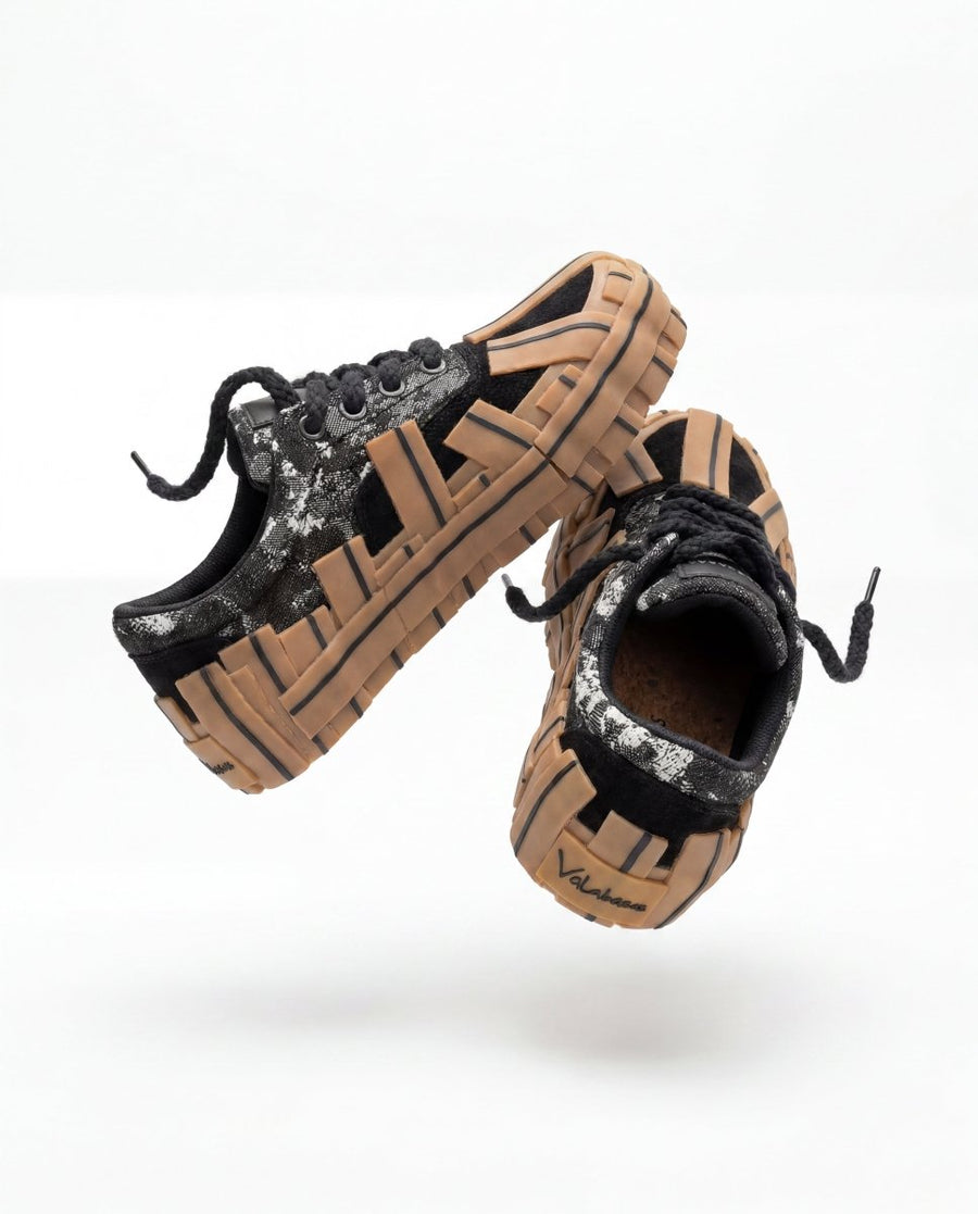 Yuratsu 200 Black Denim Gum Shoes - Valabasas
