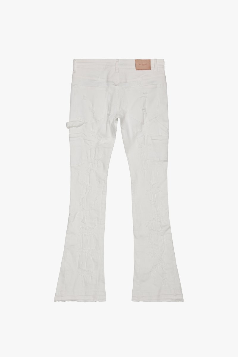 "ZERO” FLARE JEAN WHITE STACKED - Valabasas