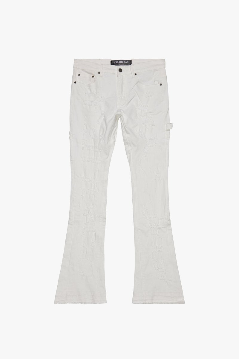 "ZERO” FLARE JEAN WHITE STACKED - Valabasas
