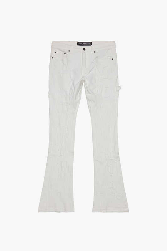 "ZERO” FLARE JEAN WHITE STACKED - Valabasas