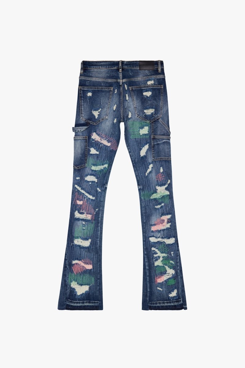 “ZERO” STACKED FLARE DARK BLUE - Valabasas