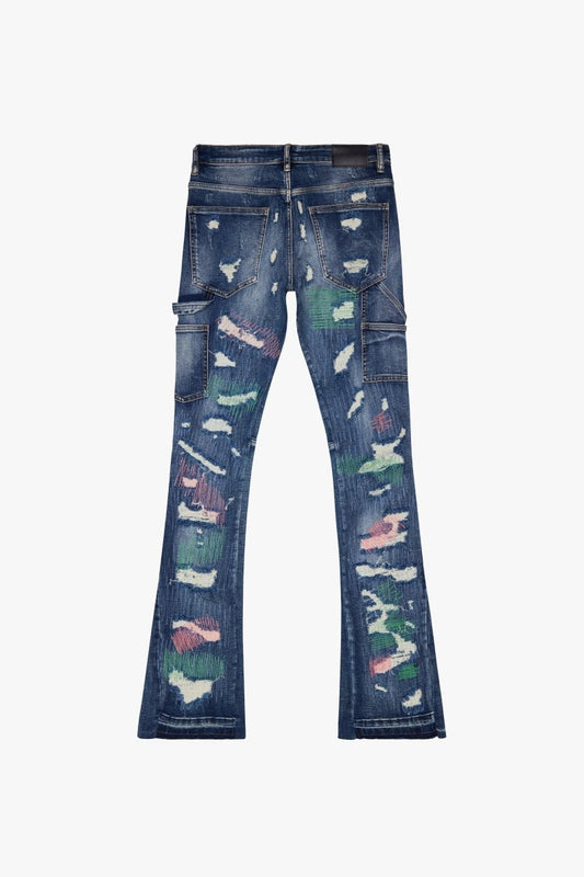 “ZERO” STACKED FLARE DARK BLUE - Valabasas