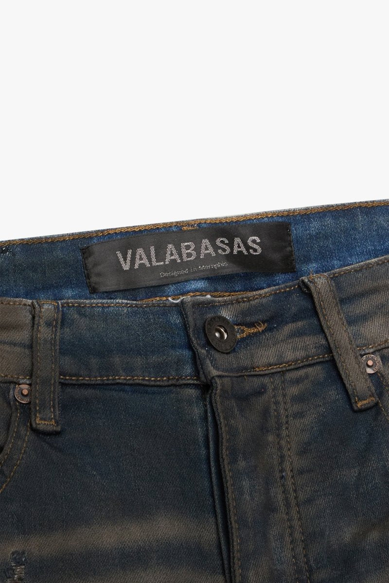 "ZERO" STACKED FLARE JEAN DARK GREY WASH - Valabasas