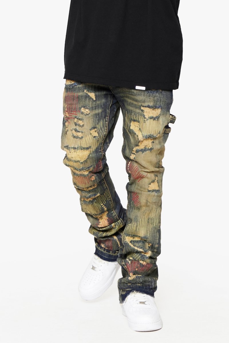 "ZERO” STACKED FLARE JEAN DIRTY VINTAGE WASH - Valabasas