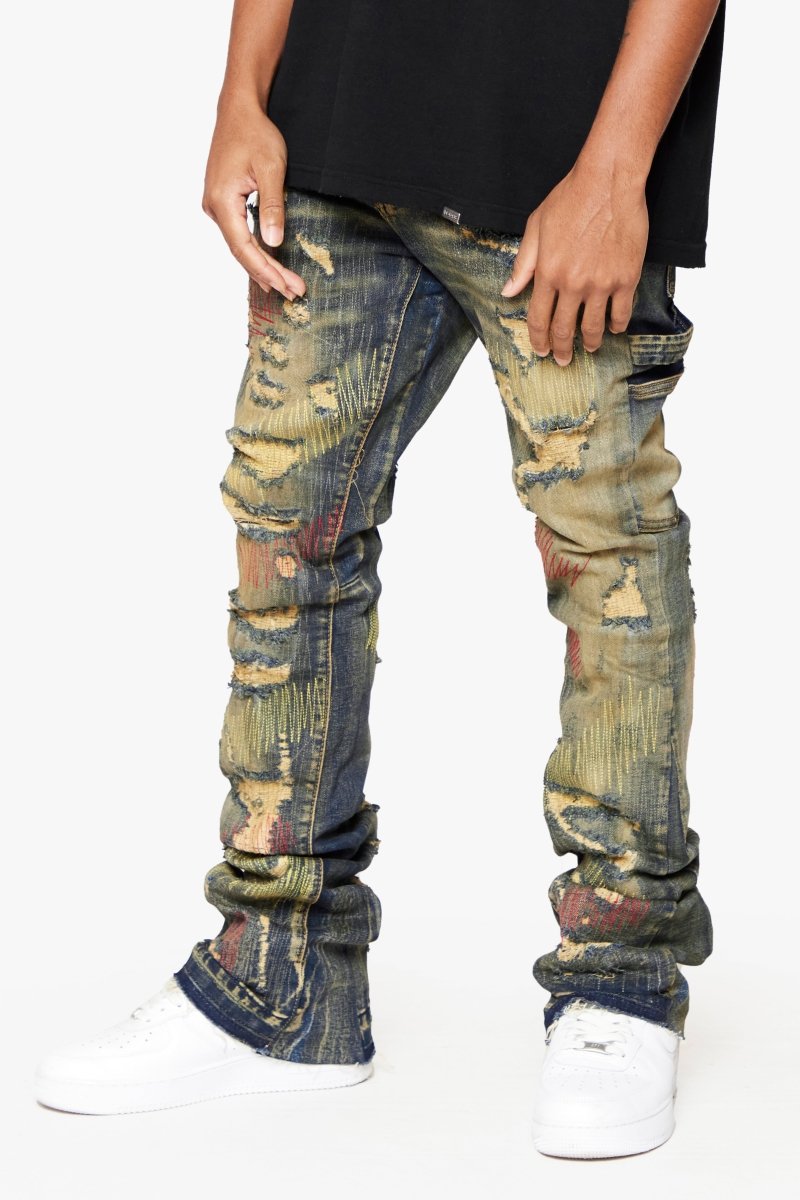 "ZERO” STACKED FLARE JEAN DIRTY VINTAGE WASH - Valabasas