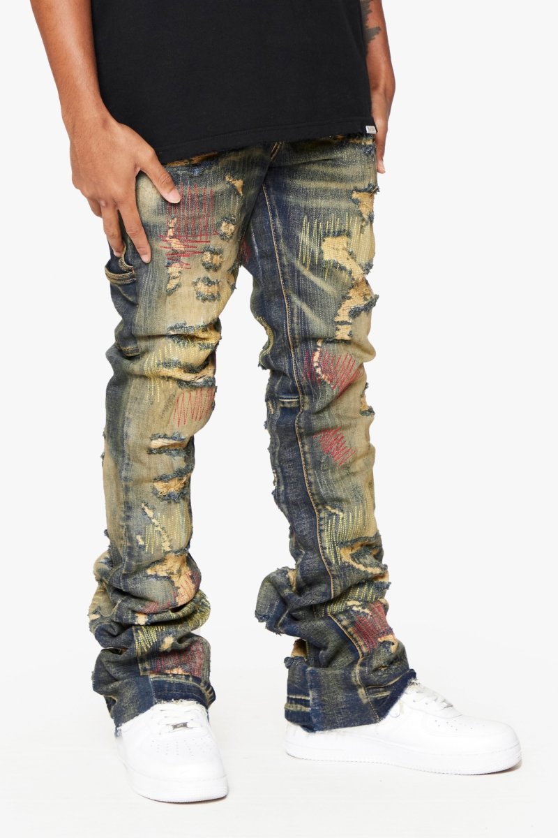 "ZERO” STACKED FLARE JEAN DIRTY VINTAGE WASH - Valabasas