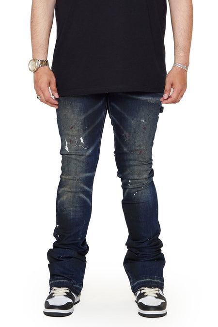 “ECHO” DIRTY BLUE WASH SUPER STACKED FLARE JEAN