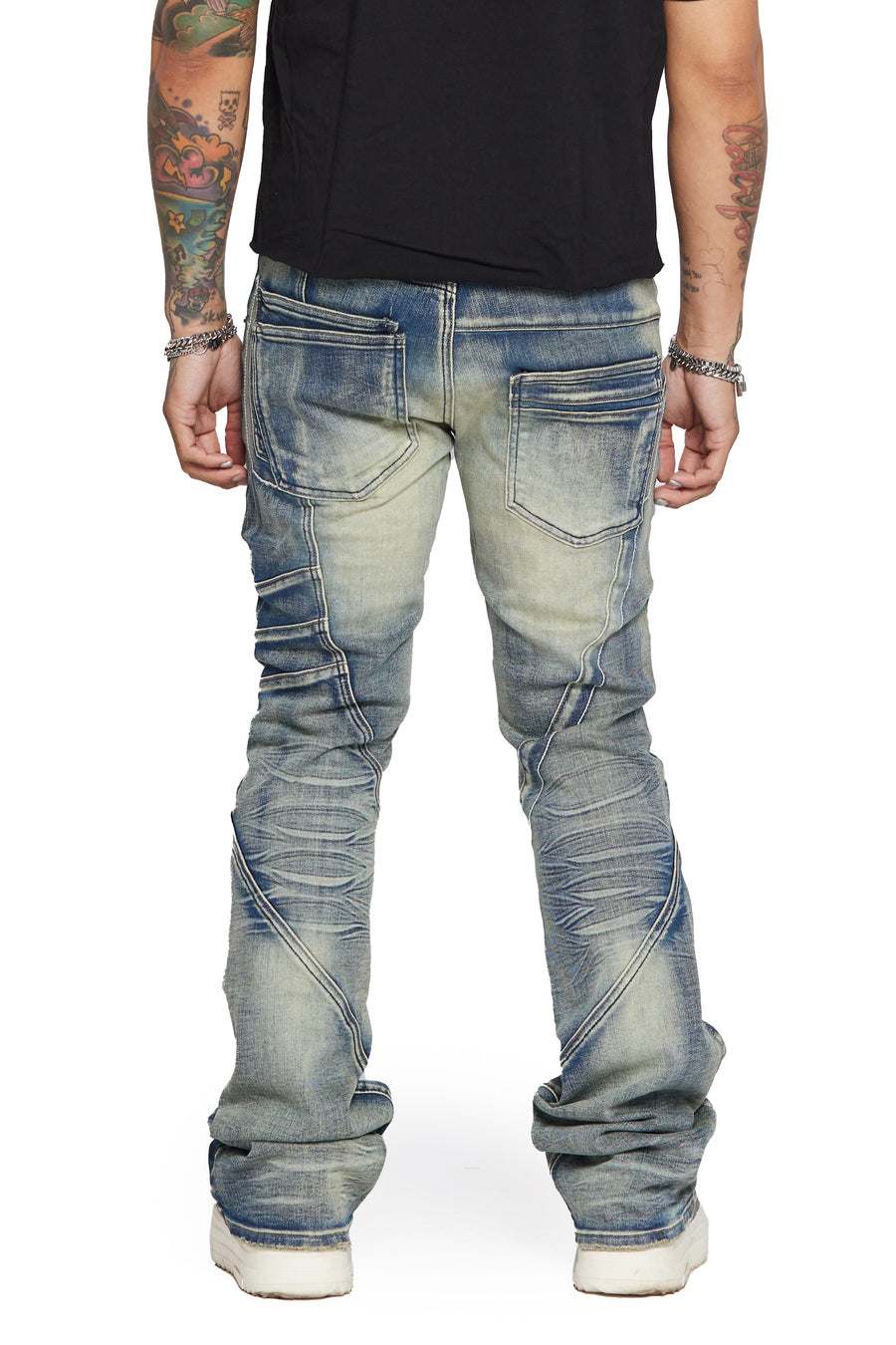 “WOLF” VINTAGE WASH STACKED FLARE JEAN
