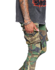 "COMMANDER" FOLIAGE GREEN STACKED FLARE JEAN