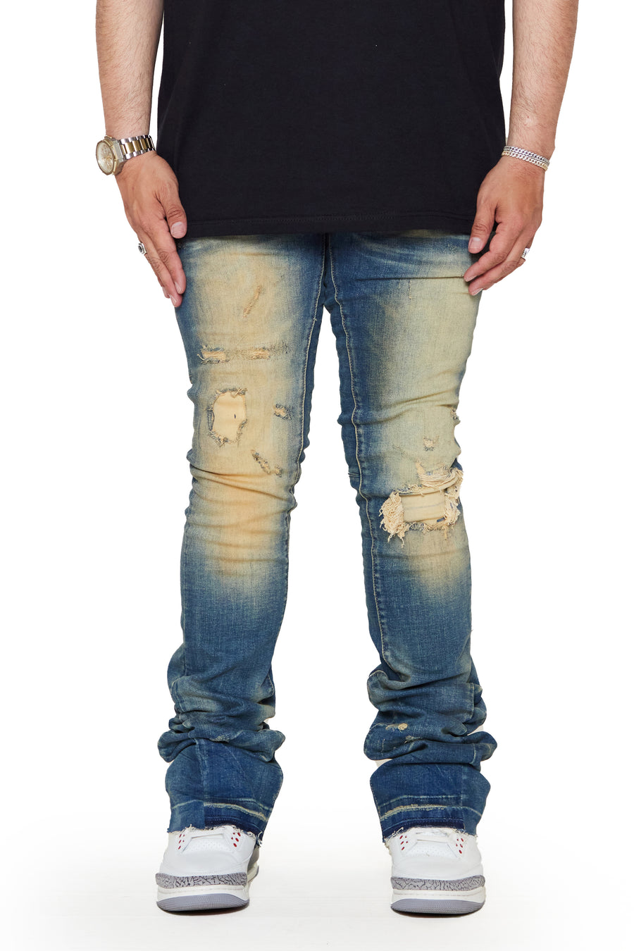 “COMBAT" DIRTY VINTAGE SUPER STACKED FLARE JEAN