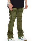 “PHOENIX 2.0” OLIVE STACKED FLARE JEAN