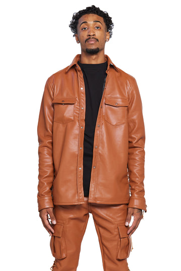 "NEO" BROWN LEATHER JACKET