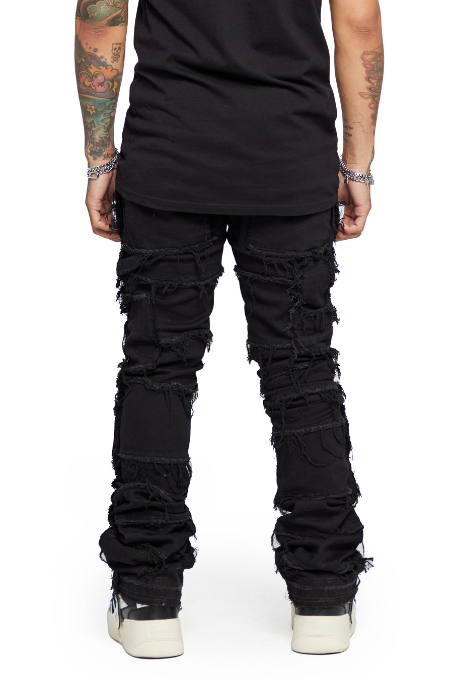 “PHOENIX 2.0” Black Washed Stacked Flare Jean
