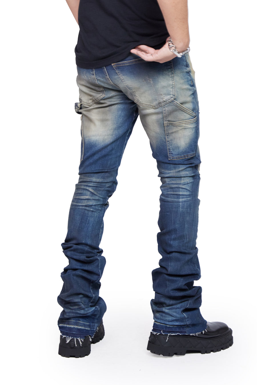“CASPIAN" DIRTY VINTAGE SUPER STACKED FLARE JEAN