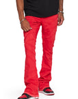 "CASSIUS" RED STACKED FLARE JEAN