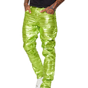 “DELTA” WAXED VERDE LIME SKINNY JEANS