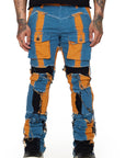 “OVATION” BLUE/WHEAT STACKED FLARE JEAN