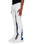 ALPHA” WHITE JACQUARD STACKED FLARE JEAN