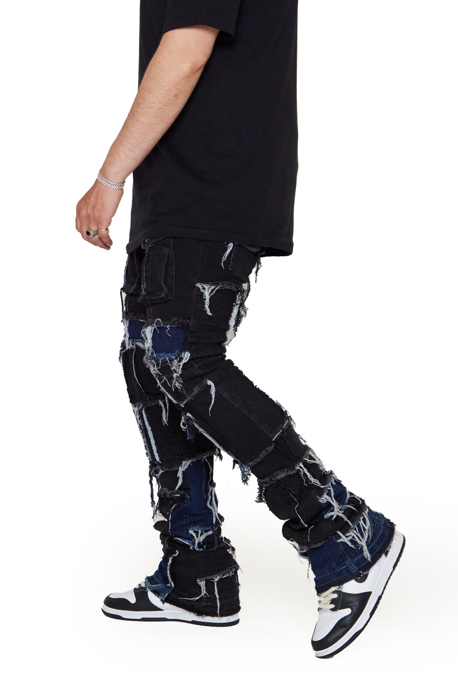 “CLUB83” BLACK STACKED FLARE JEAN