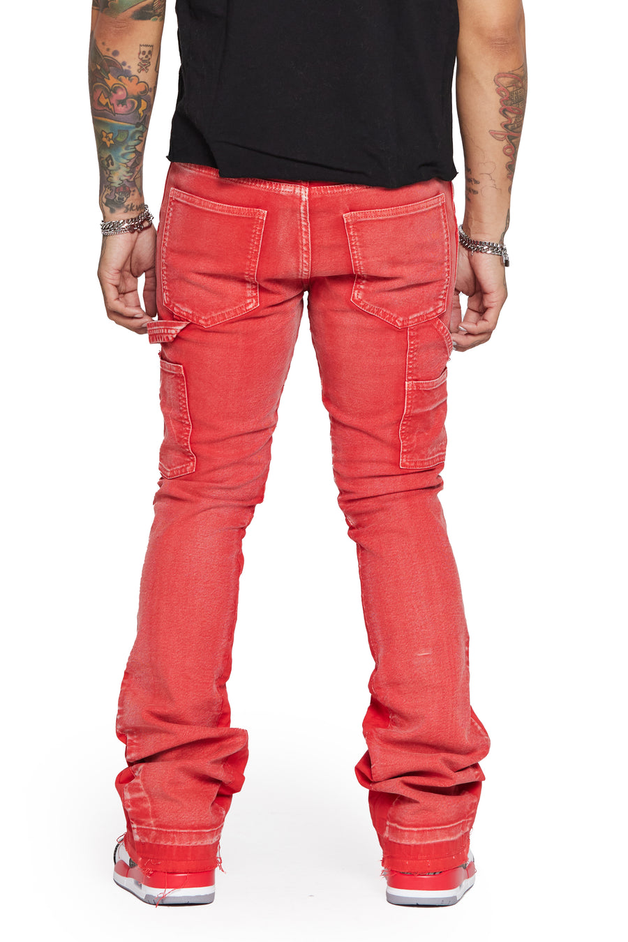 Masnada distressed wide-leg jeans - Red