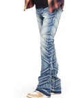 “CASSIUS” LIGHT WASH STACKED FLARE JEAN
