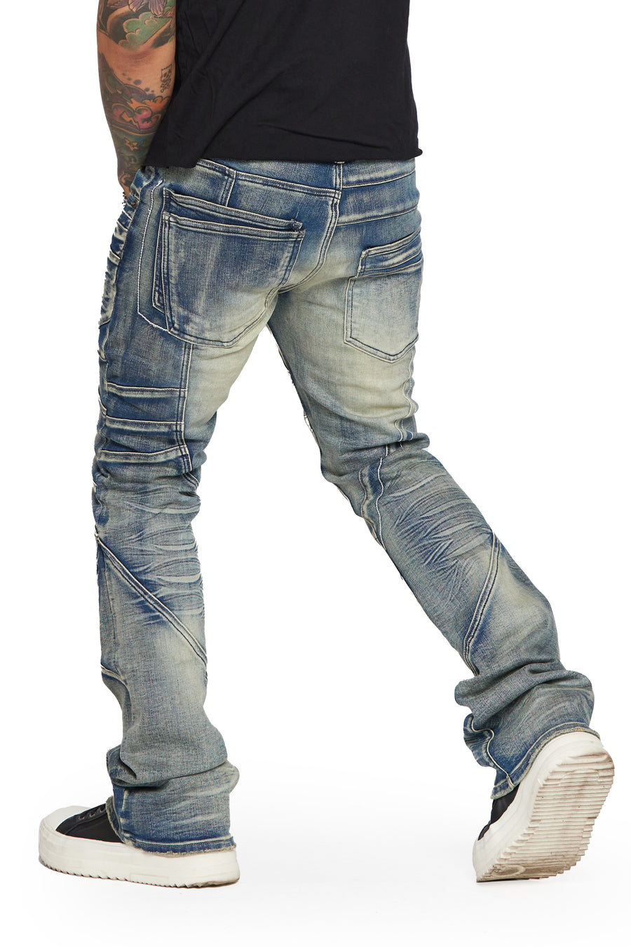 “WOLF” VINTAGE WASH STACKED FLARE JEAN