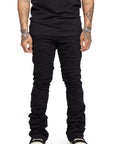 “CASSIUS” BLACK STACKED FLARE JEAN