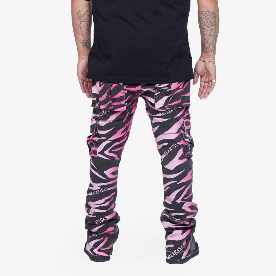 “GUISE” PINK BLACK STACKED FLARE JEAN