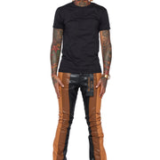 "INTERNATIONAL" BLACK/DK.KHAKI/LT.BROWN STACKED FLARE JEAN