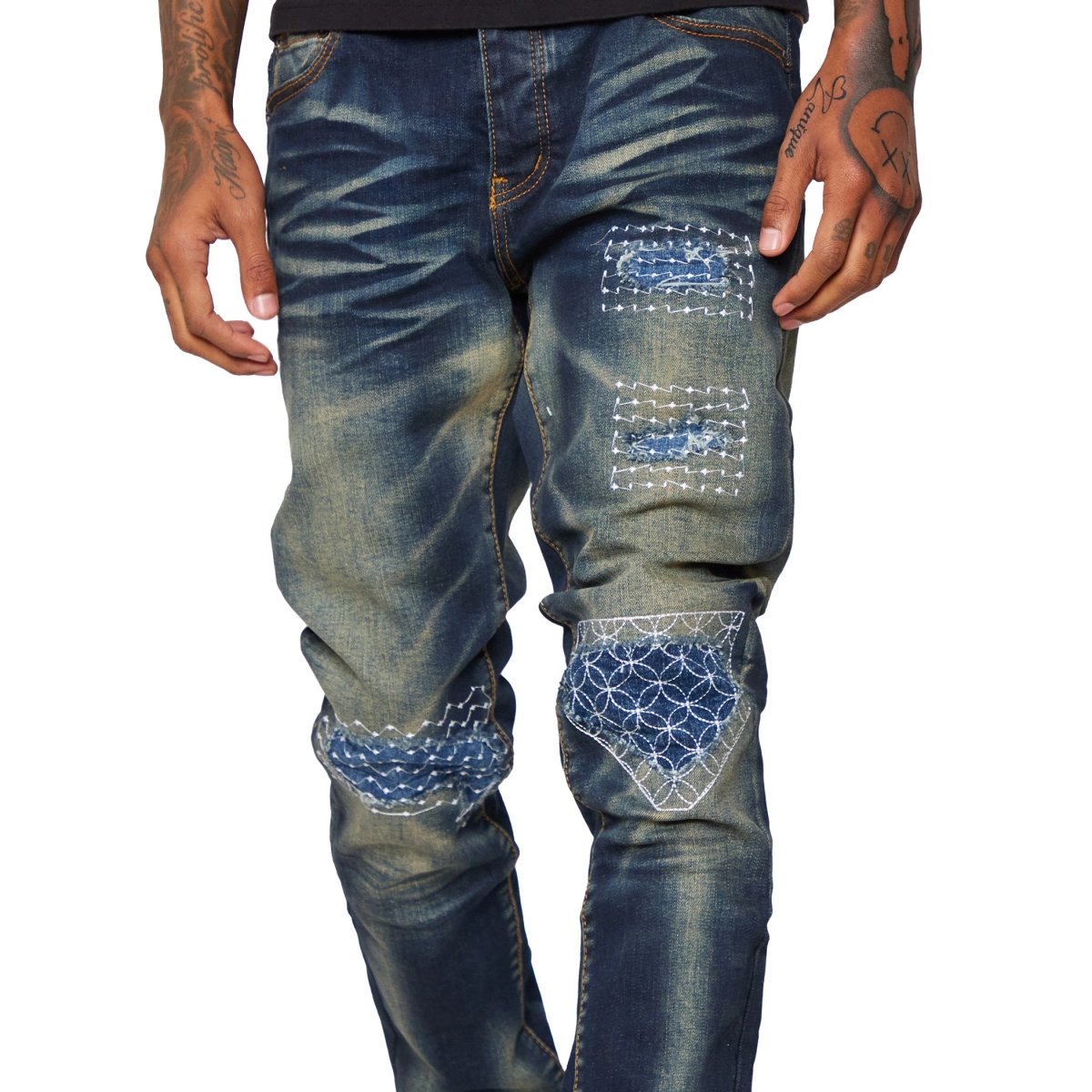 VALABASAS JEANS “7TH AVE” BLU SPORCO