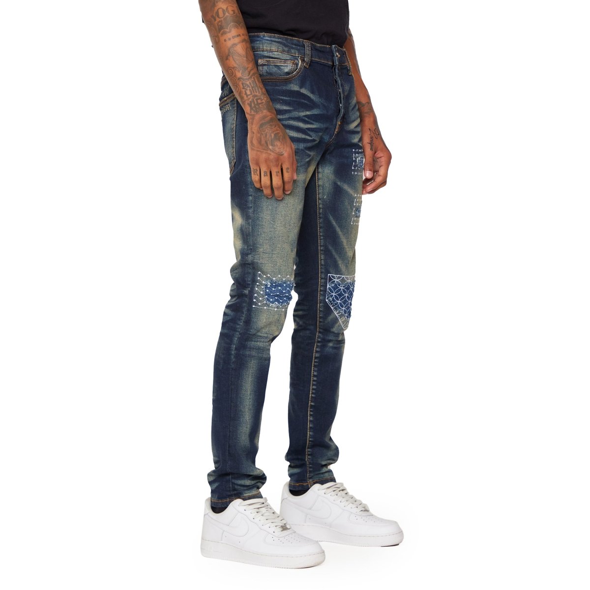VALABASAS JEANS “7TH AVE” BLU SPORCO