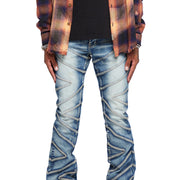 “CASSIUS” LIGHT WASH STACKED FLARE JEAN