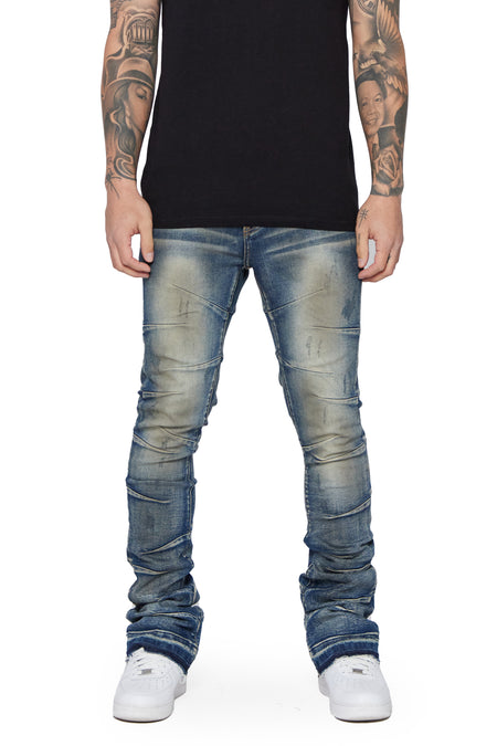 “WEST”  Lt.Blue Washed Stacked Flare Jean