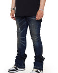 “ECHO” DIRTY BLUE WASH SUPER STACKED FLARE JEAN