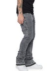 "MR. EXTENDO" LT. GREY WASHED STACKED FLARE JEAN