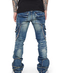 "AURA" LIGHT WASHED STACKED FLARE JEAN