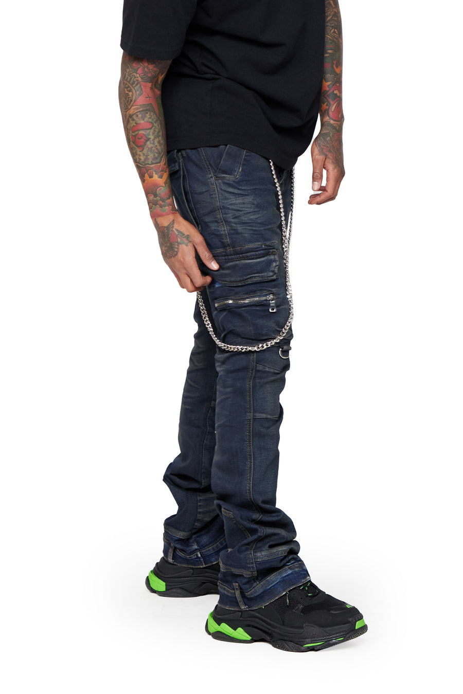 “NICO” VINTAGE BLUE STACKED FLARE JEAN
